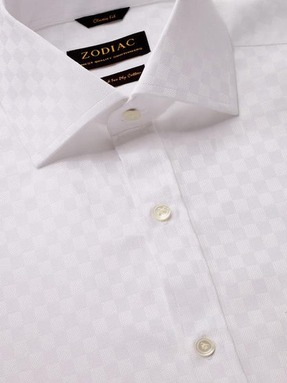 Monteverdi White Solid Full Sleeve Single Cuff Classic Fit Classic Formal Two Ply Mercerized Cotton Shirt