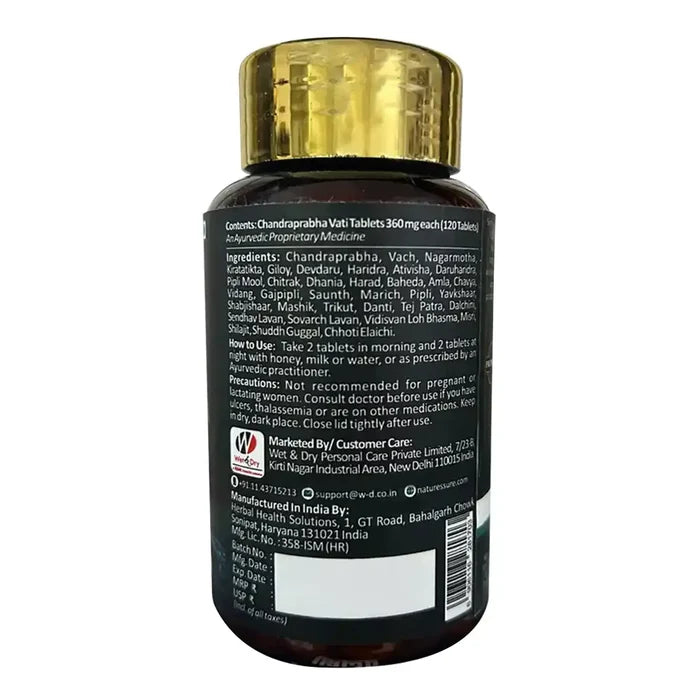 Nature Sure Chandraprabha Vati 120 Ayurvedic Tablets for Prameha and Urogenital Wellness in Men and Women