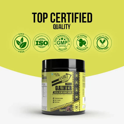 Nature Sure Double Mass Chocolate Flavored Mass Gainer with Whey Protein and Enzymes, Free Scoop Inside