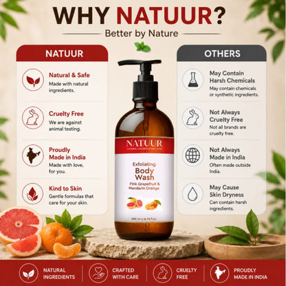 Natuur Exfoliating Body Wash Pink Grapefruit & Mandarin Orange 500 ml