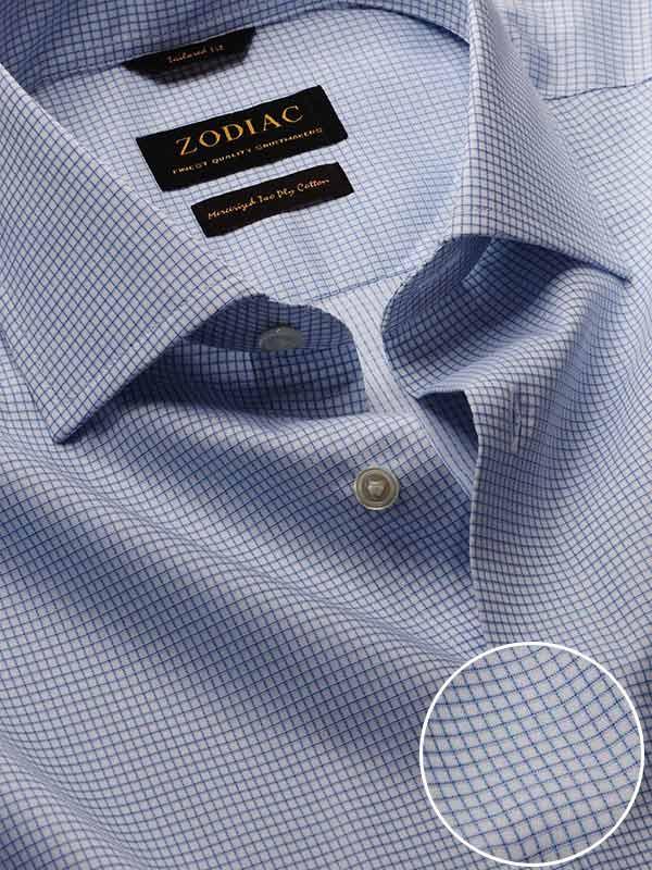 Novella Sky Check Full Sleeve Single Cuff Tailored Fit Classic Formal Two Ply Mercerized Cotton Shirt