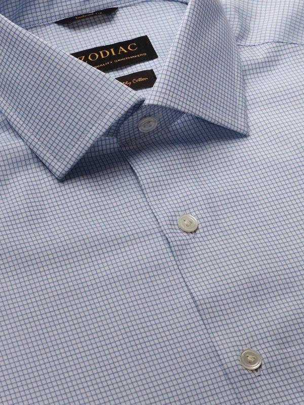 Novella Sky Check Full Sleeve Single Cuff Tailored Fit Classic Formal Two Ply Mercerized Cotton Shirt