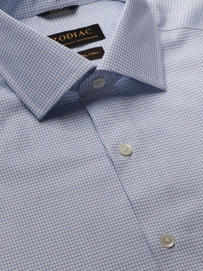 Novella Sky Check Full Sleeve Single Cuff Tailored Fit Classic Formal Two Ply Mercerized Cotton Shirt