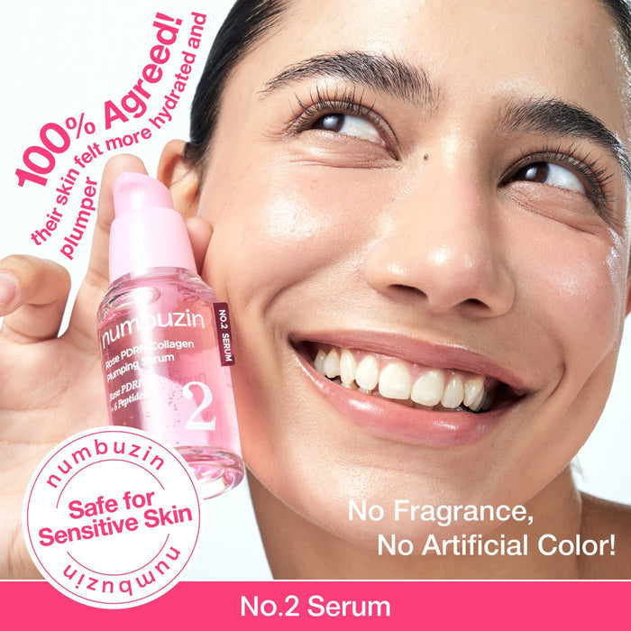 Numbuzin No.2 Rose PDRN Collagen Plumping Serum 30ml سيروم كولاجين نامبوزين رقم 2 روز بي دي آر إن لنفخ البشرة - Princess Cosmetics Qatar