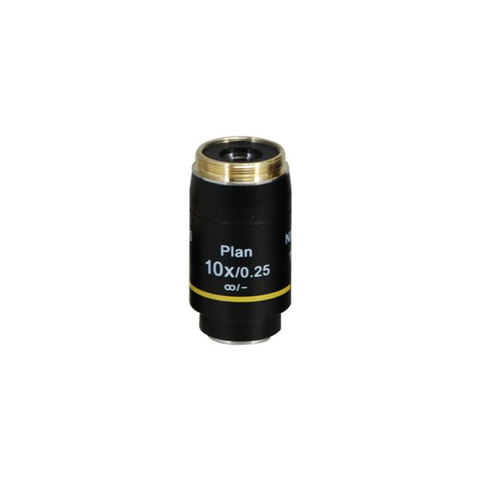 Objective Working Distance 10.2mm 10X Infinity Plan Achromatic Objective, SKU Nexcope-NE620-Objective-10-A, three quarter front view