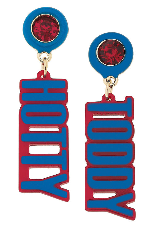 Ole Miss Rebels Resin Block Letter Earrings in Blue