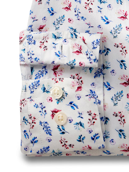 Patras Blue Printed Full Sleeve Tailored Fit Casual Cotton Shirt