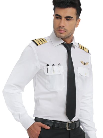 Pilot White Solid Full Sleeve Single Cuff Slim Fit Classic Formal Blend Shirt