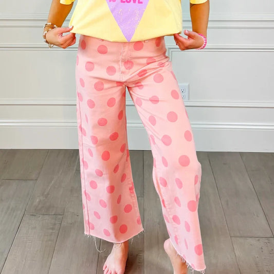 Pink Polka Dot Denim