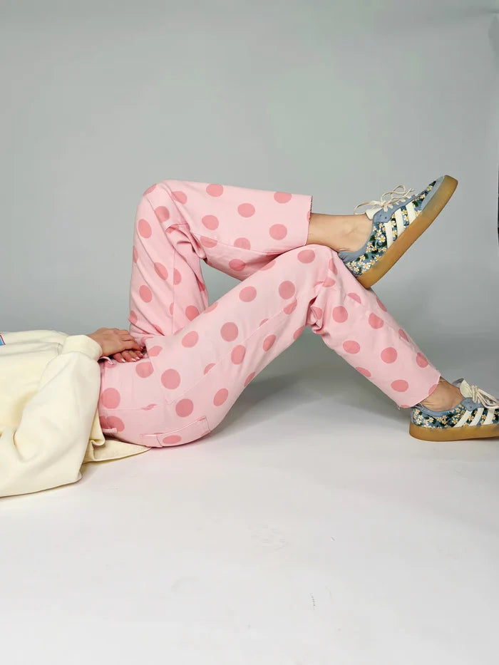 Pink Polka Dot Denim