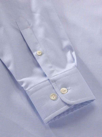 Ponte Sky Check Full Sleeve Single Cuff Tailored Fit Classic Formal Two Ply Mercerized Cotton Shirt