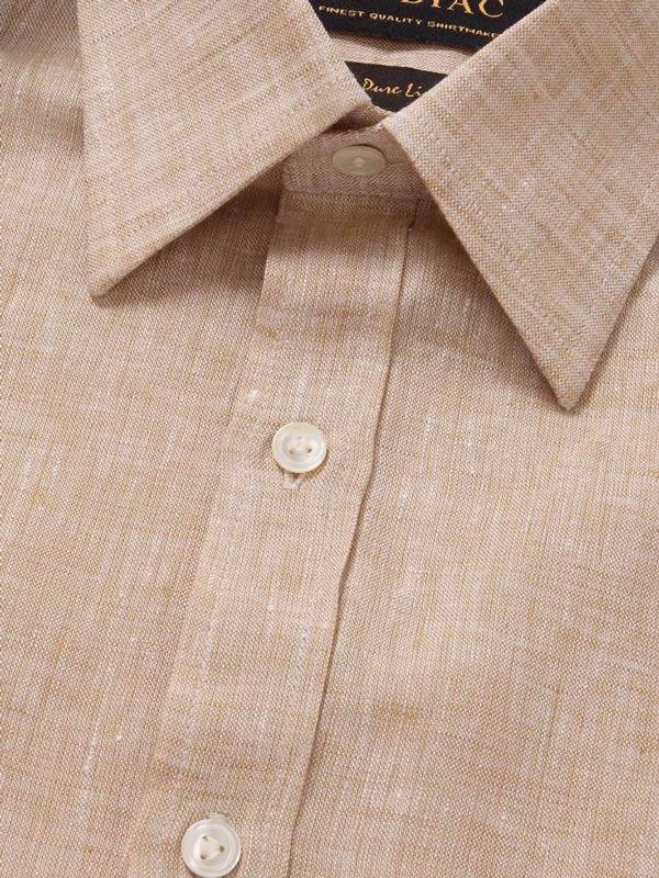 Positano Sand Solid Full Sleeve Single Cuff Classic Fit Semi Formal French Flax Linen Shirt