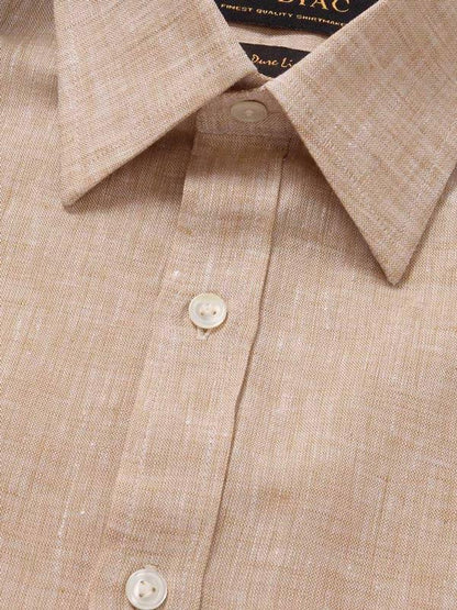 Positano Sand Solid Full Sleeve Single Cuff Classic Fit Semi Formal French Flax Linen Shirt