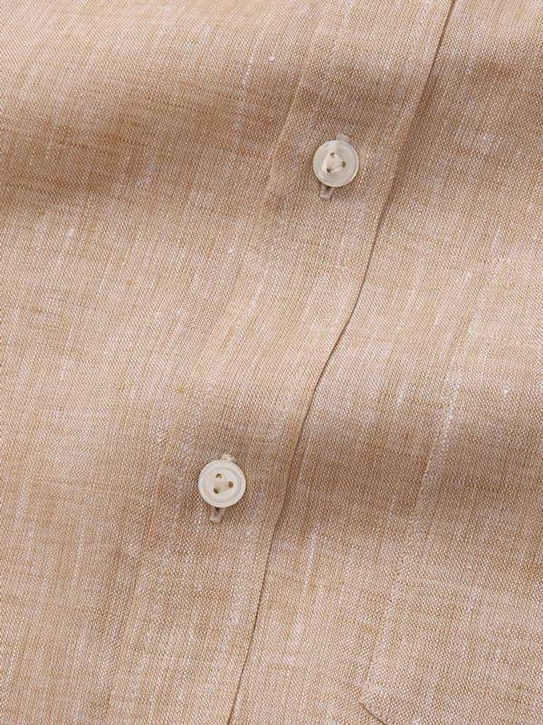 Positano Sand Solid Full Sleeve Single Cuff Classic Fit Semi Formal French Flax Linen Shirt