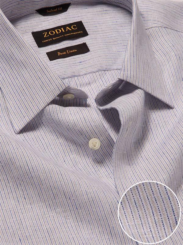 Positano Sand Striped Full Sleeve Single Cuff Tailored Fit Semi Formal European Flax Linen Shirt