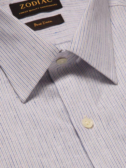 Positano Sand Striped Full Sleeve Single Cuff Tailored Fit Semi Formal European Flax Linen Shirt