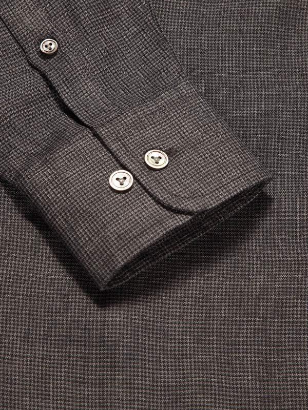 Praiano Black Check Full Sleeve Single Cuff Tailored Fit Semi Formal French Flax Linen Shirt