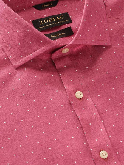 Praiano Rose Printed Full Sleeve Single Cuff Classic Fit Semi Formal French Flax Linen Shirt