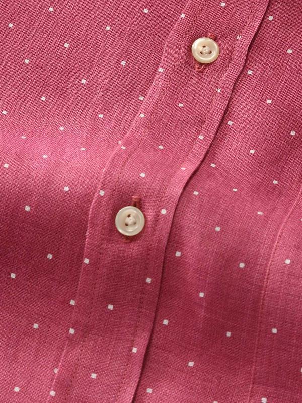Praiano Rose Printed Full Sleeve Single Cuff Classic Fit Semi Formal French Flax Linen Shirt