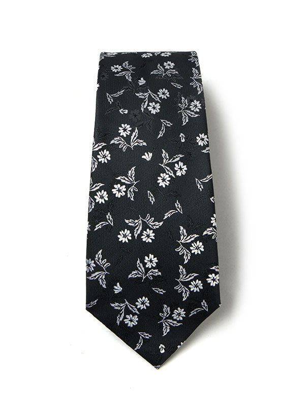 Prato All Over Black/ White Microfibre Tie