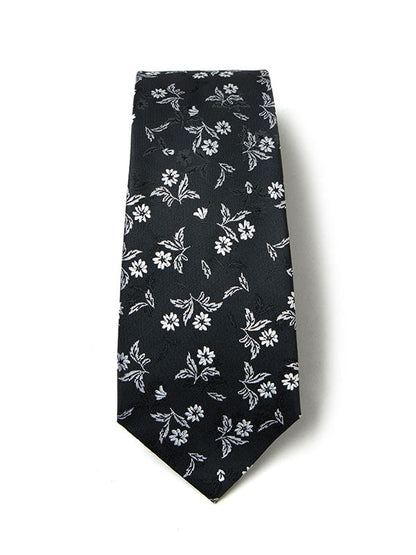 Prato All Over Black/ White Microfibre Tie