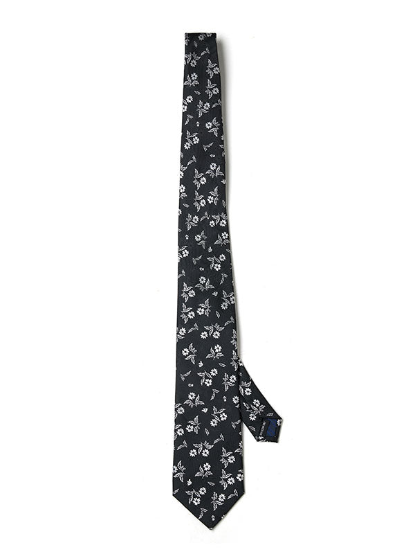 Prato All Over Black/ White Microfibre Tie