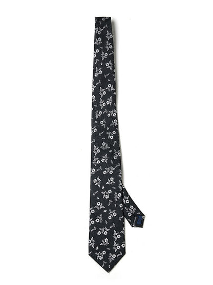 Prato All Over Black/ White Microfibre Tie