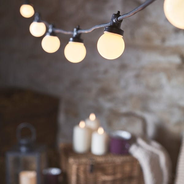 Pro Connect 10m 20 Warm White Connectable Festoon Lights Black Cable