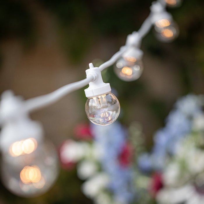 Pro Connect 10m 20 Warm White Connectable Festoon Lights Clear Cap White Cable