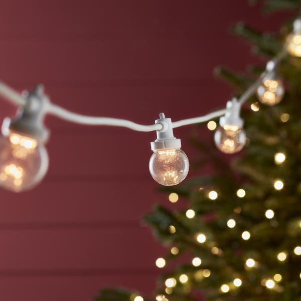 Pro Connect 15m 30 Warm White Connectable Festoon Lights Clear Cap White Cable