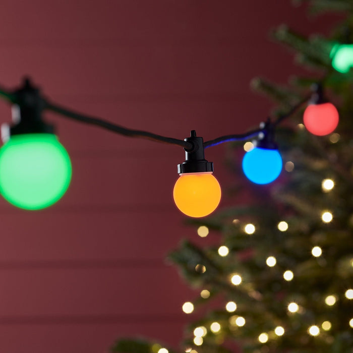 Pro Connect 20m 40 Multi Coloured Connectable Festoon Lights Black Cable