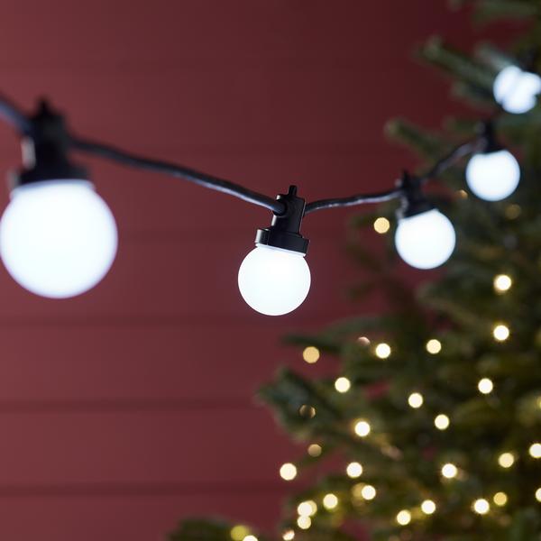Pro Connect 20m 40 White Connectable Festoon Lights Black Cable