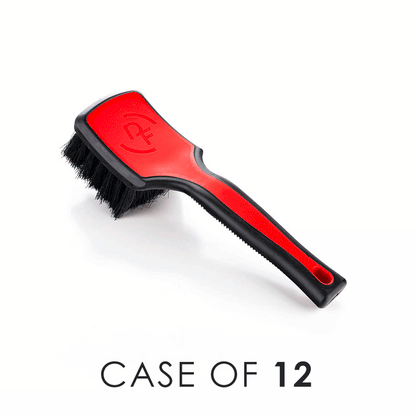 A red Detail Factory Interior Scrub Brush on a white background with the text 'Case of 12.