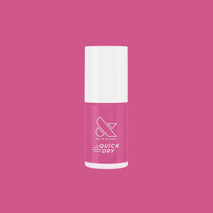 Prom nail polish bottle in bold magenta pink for quick drying and vibrant at-home manicure and pedicure looks