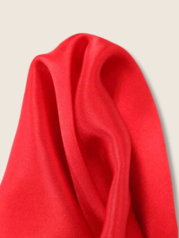 Red/ Navy Solid Silk Pocket Square