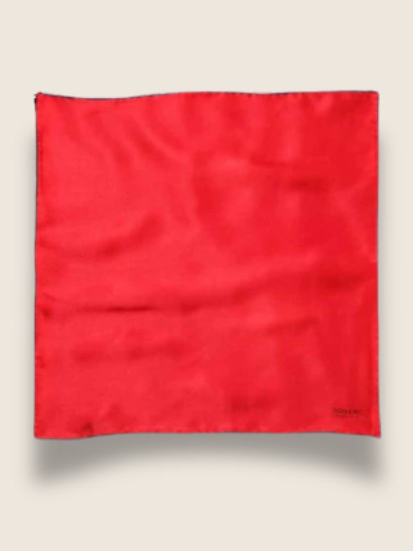 Red/ Navy Solid Silk Pocket Square