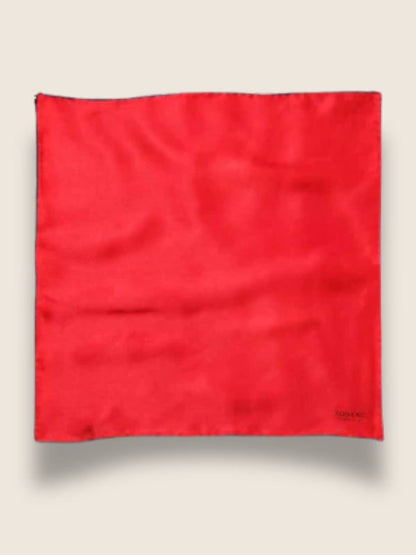 Red/ Navy Solid Silk Pocket Square