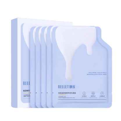 Rellet Hyaluronic Acid Extract Microemulsion Facial Mask 28g*5pcs - myernk