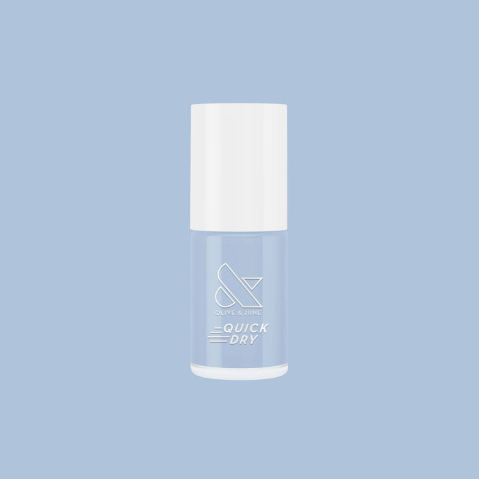 Rink quick dry polish bottle in icy pastel blue for fast drying at-home manicure and pedicure by Olive and June