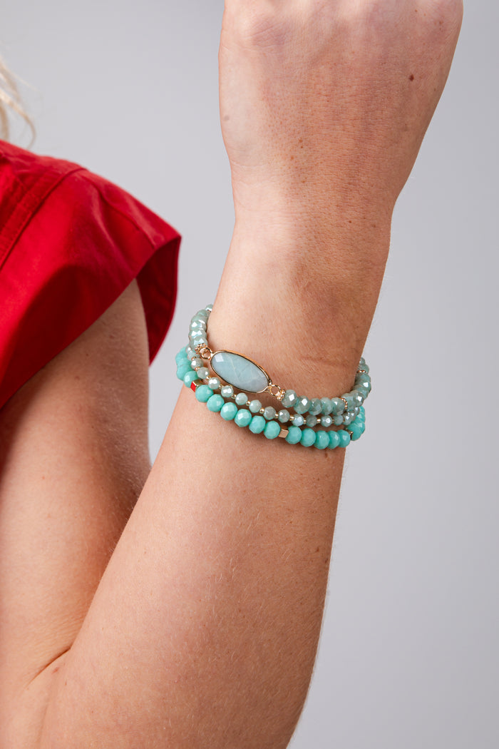 mint beaded bracelet set