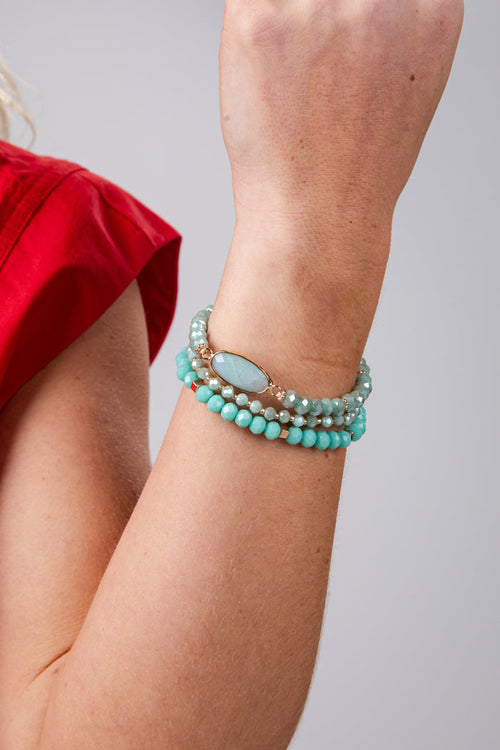 mint beaded bracelet set