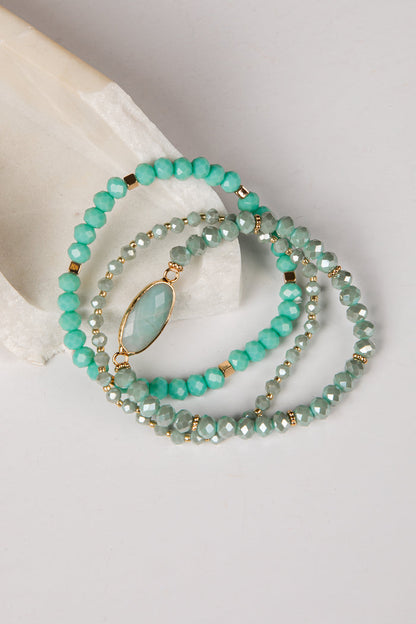 mint beaded bracelet set