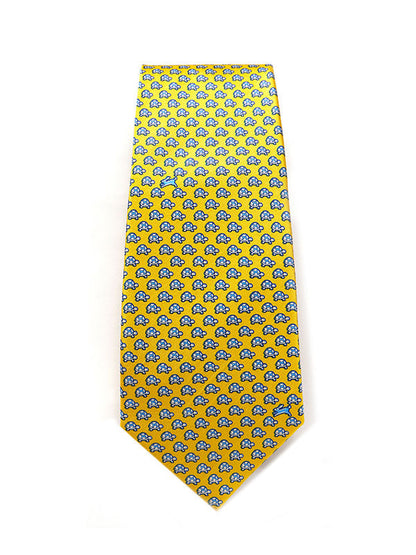 Saglia Printed Dark Gold Silk Tie