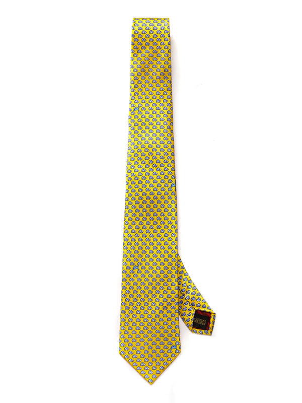 Saglia Printed Dark Gold Silk Tie