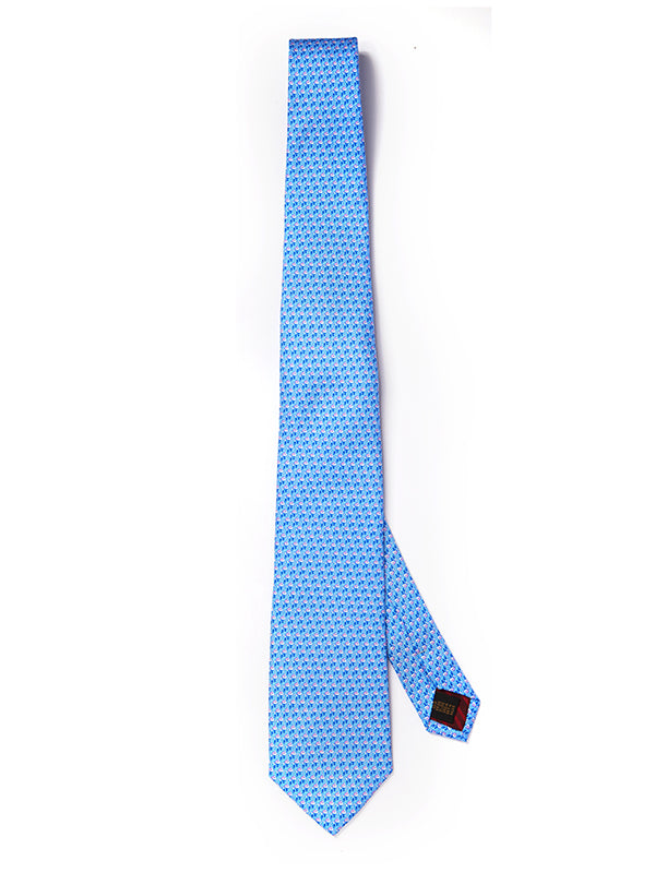 Saglia Printed Light Blue Silk Tie