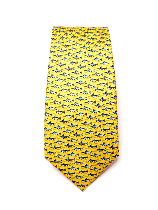 Saglia Printed Light Gold Silk Tie