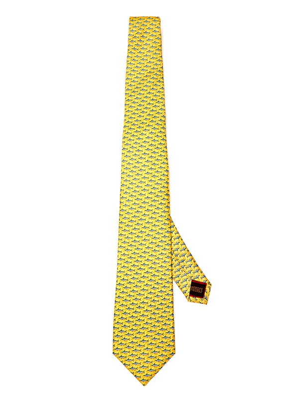 Saglia Printed Light Gold Silk Tie