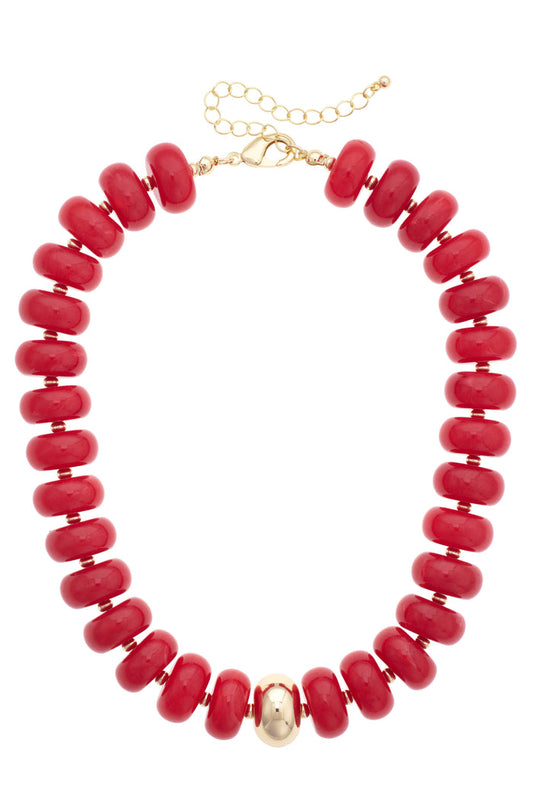 San Sebastian Beaded Resin Necklace: Red