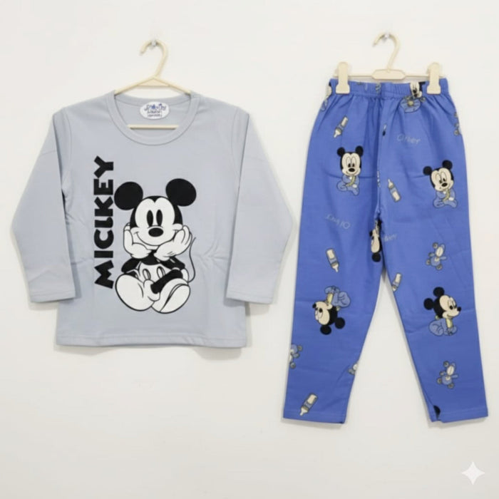 Sarah Aly - Night Suit - Cotton Interlock - Blue - Mickey - China