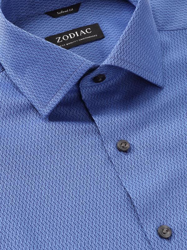 Savuto Blue Solid Full Sleeve Single Cuff Tailored Fit Semi Formal Dark Cotton Shirt